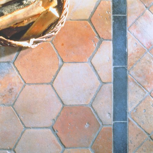 Antike Terracotta-Platten aus dem 19. Jahrhundert, sechseckig